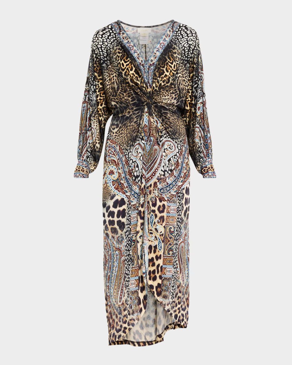 Istanbul Animalia Long Gathered Panel Dress